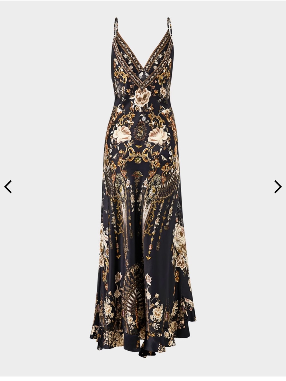 Camilla Black Floral V-Neck Flamenco Folklore Spaghetti Strap Maxi Dress - Picture 5 of 15